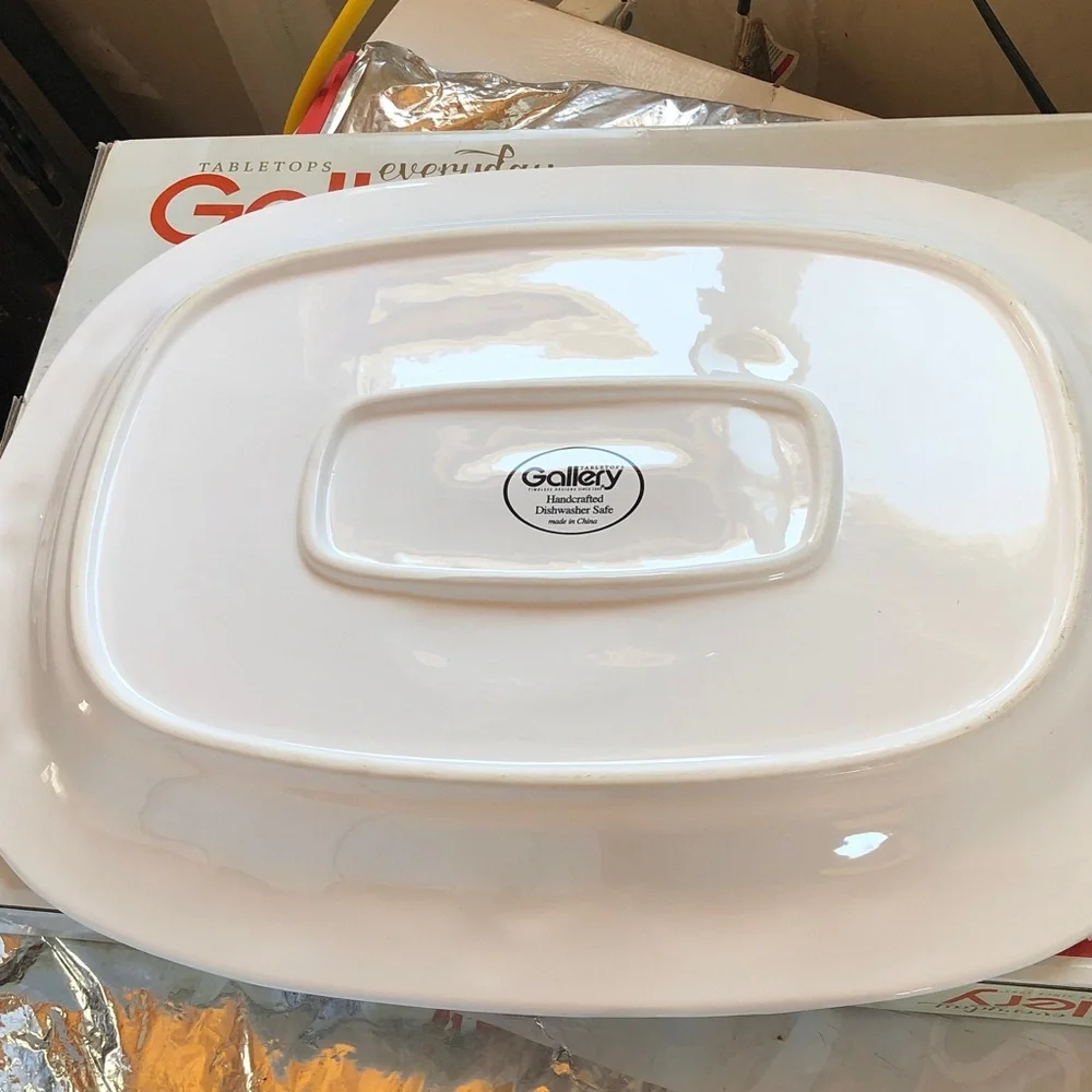 Gallery 21” White Oversized Thanksgiving Turkey Serving Platter